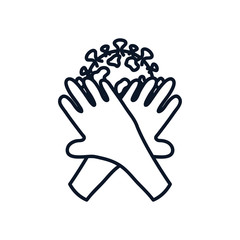 stop covid19 concept, hands stopping the coronavirus symbol, line style