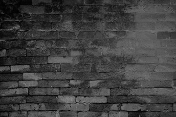 Abstract dark brick wall texture background pattern, Wall brick surface texture. Brickwork painted of black color interior old clean concrete grid uneven, Home or office design backdrop decoration.