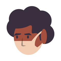 afro man using face mask head character