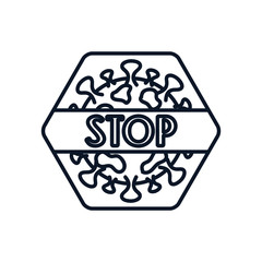 stop covid19 sign icon, line style