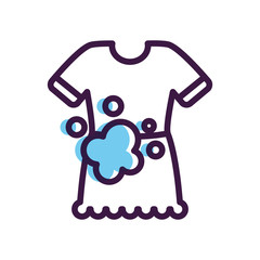 healthcare concept, tshirt with soapy water icon, line color style