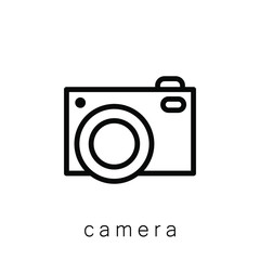Camera Icon , Template Logo Design Emblem Isolated Illustration, Proffesional Company Business , Outline Solid Background White