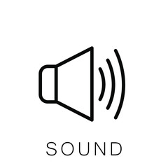 Sound Volume Icon , Template Logo Design Vector Emblem Isolated Illustration , Sound Business Volume Outline Solid Background White
