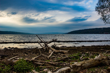 Cayuga Lake on Early Spring Evening Before a Storm, Tompkins County, Ithaca, New York, USA