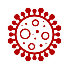 Wuhan Corona Virus, Covid-19, nCOV, MERS-CoV Novel Coronavirus Cell Stamp. Covid 19 Red Vector. Epidemic Warning Symbol or Sign, Risk Zone Sticker. Asian Respiratory Syndrome Disease.