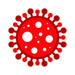 Wuhan Corona Virus, Covid-19, nCOV, MERS-CoV Novel Coronavirus Cell Stamp. Covid 19 Red Vector. Epidemic Warning Symbol or Sign, Risk Zone Sticker. Asian Respiratory Syndrome Disease.