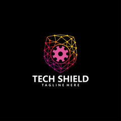 tech shield logo icon vector isolated