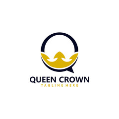 queen crown logo icon vector isolated