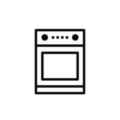 Obraz premium Stove Icon Kitchen Logo Design Simple , Template Emblem Isolated Illustration , Outline Solid Background White 