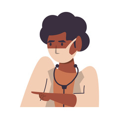 afro female doctor with face mask character