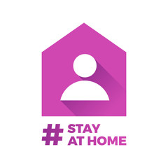 Stay at home logo symbol with gradient long shadow. You can use for website, add to presentation, document, print, etc