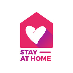 Stay at home logo symbol with gradient long shadow. You can use for website, add to presentation, document, print, etc