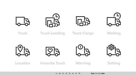 Delivery Track icons set. Track Loading for website and app. Editable Line Vector