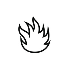 Fire Icon Design, Template Logo Emblem Isolated Illustration , Outline Solid Background White Hot Danger
