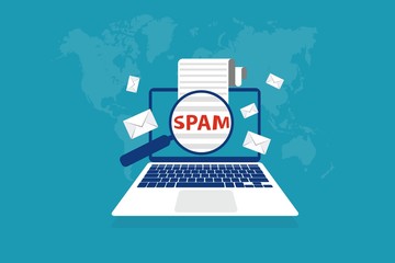 Spam Email Envelope Warning Window Appear On Laptop Screen - obrazy, fototapety, plakaty