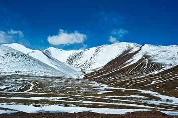 mountain landscape with blue sky in Tibet China