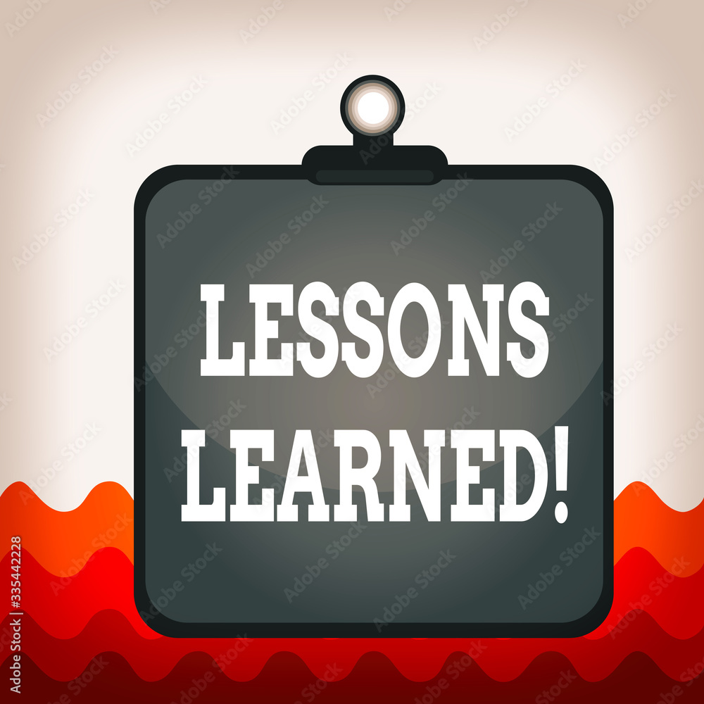 Poster conceptual hand writing showing lessons learned. concept meaning experiences distilled project that 
