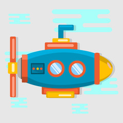 submarine transportation vector illustration in flat style