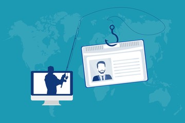 Phishing via internet concept