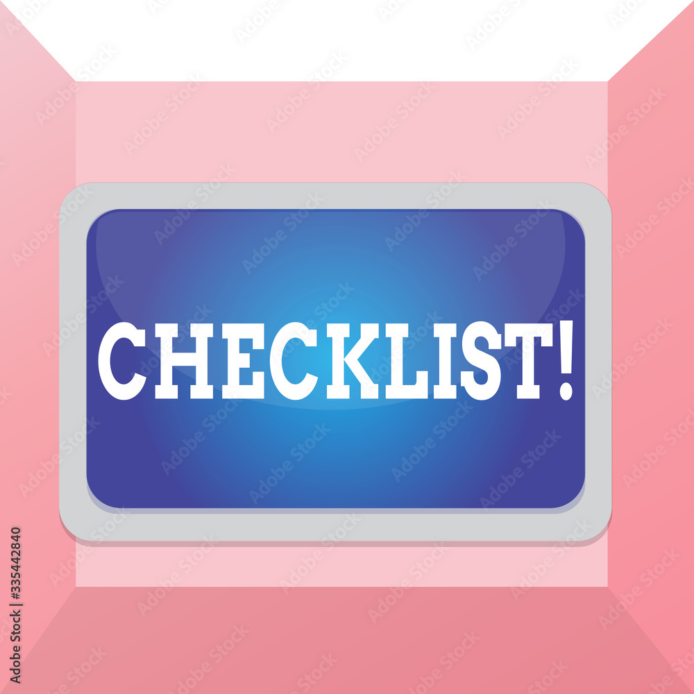 Fototapete conceptual hand writing showing checklist. concept meaning list items required things be done or poi
