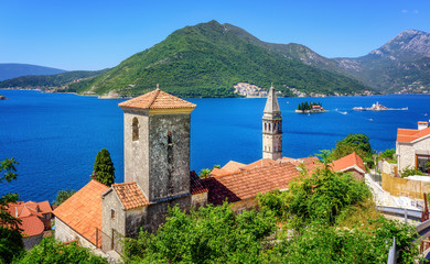 Perast town in the Bay of Kotor, Montenegro
