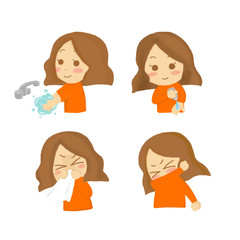 vector illustration of a girl with hygiene tips