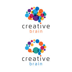 Colorful dotted circles idea brain logo for creative - Vector