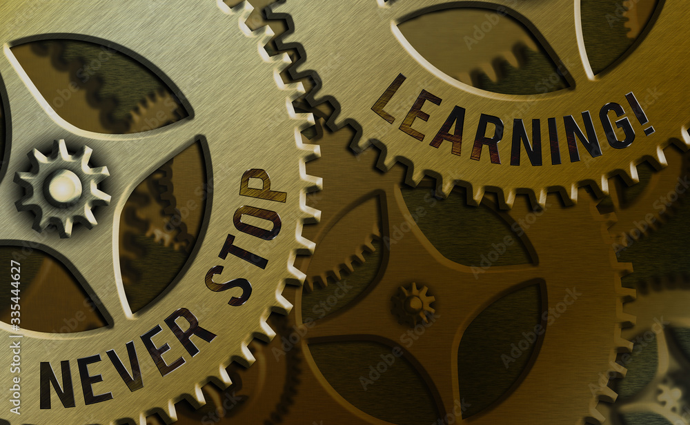 Poster writing note showing never stop learning. business concept for keep on studying gaining new knowledg