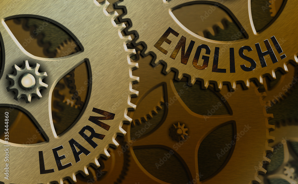 Poster writing note showing learn english. business concept for gain acquire knowledge in new language by s