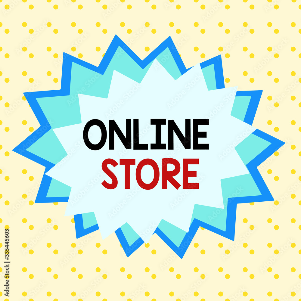 Poster writing note showing online store. business concept for a website that offers items for sale and acc