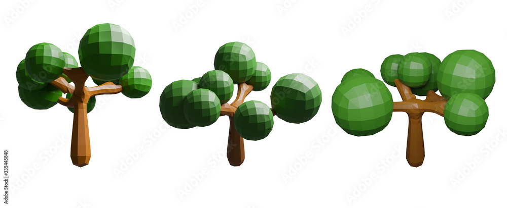 Poster Isolated low polygon tree on white background