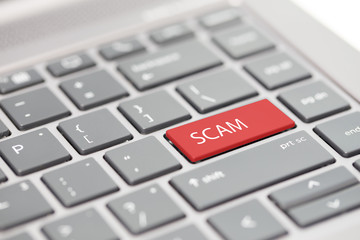 Cyber security hacking https MFA password phishing scam concept shown on close up enter key on notebook keyboard