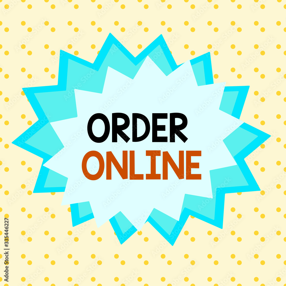 Poster writing note showing order online. business concept for activity of buying products or services over