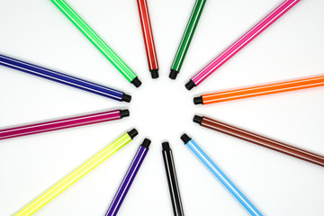 Round shape of colorful marker pen