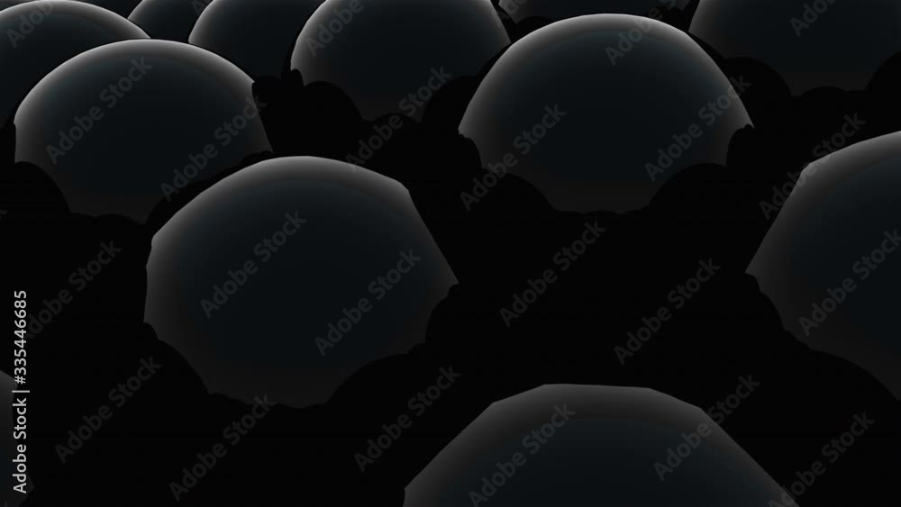 Poster wavy surface of many black spheres. 3d rendering modern background, computer generated