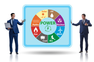Energy mix concept with businessman