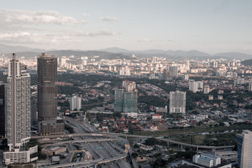Top view of Kuala Lumpur at evening. Kuala Lumpur is the most beautiful urban place in Malaysia.