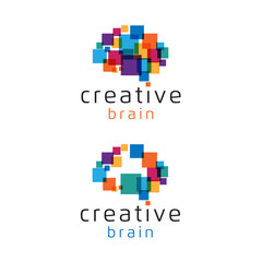 colorful mind, idea, brain Pixels for creative logo - Vector