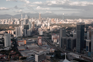 Top view of Kuala Lumpur at evening. Kuala Lumpur is the most beautiful urban place in Malaysia.