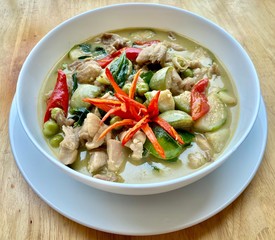 Thai green curry soup with chicken