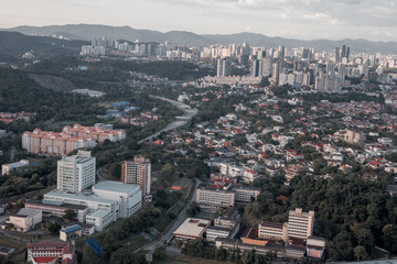 Top view of Kuala Lumpur at evening. Kuala Lumpur is the most beautiful urban place in Malaysia.