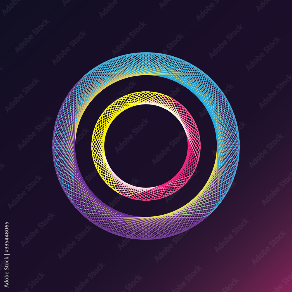 Poster colored lines circle frame. creative line art. design elements created using the blend tool
