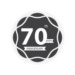 Seventy anniversary retro vector emblem isolated template