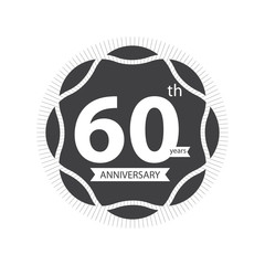 Sixty years anniversary retro vector emblem isolated template