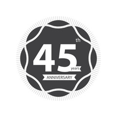 Forty five anniversary retro vector emblem isolated template