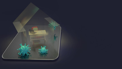  home and work station on tablet  3d rendering for work from home content.