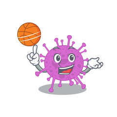 Gorgeous avian coronavirus mascot design style with basketball
