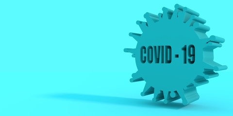 Abstract virus simple silhouette. Coronavirus pandemic concept. 3D rendering.