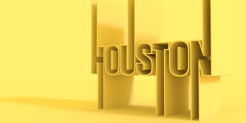 Houston city name in geometry style design. Creative vintage typography poster concept. 3D rendering.