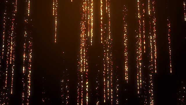 Abstract motion background shining gold particles. Shimmering Glittering Particles With Bokeh.